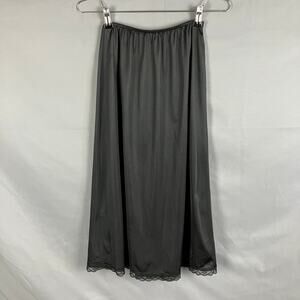 Sears Slip Skirt Womens M Black Midi Lace Sheer Chiffon Vintage Whimsigoth READ